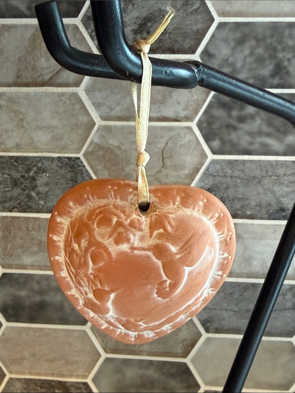 Terracotta Heart with Hummingbird & Floral Design - Picture 1 of 5